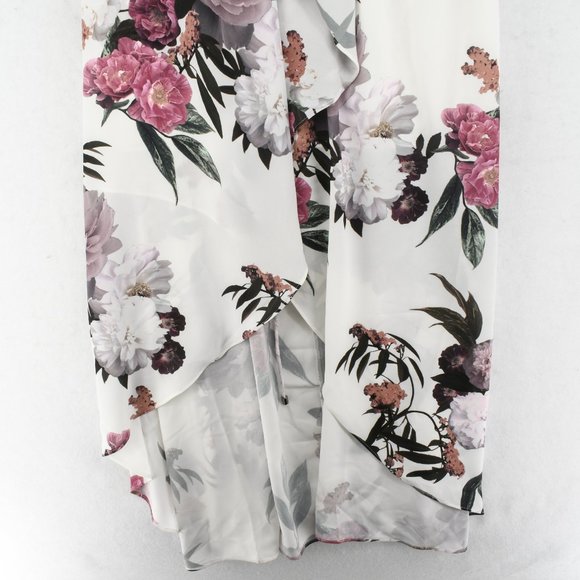 City Chic Maxi Dress Womens Plus White Cod-Shoulder Floral Print High-Low 14W - Picture 6 of 9